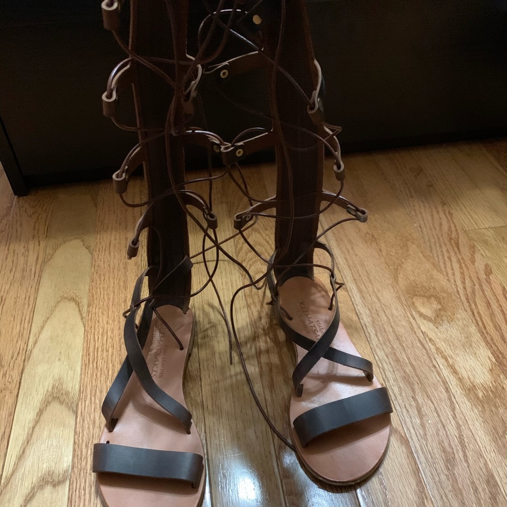 Brown gladiator style sandals